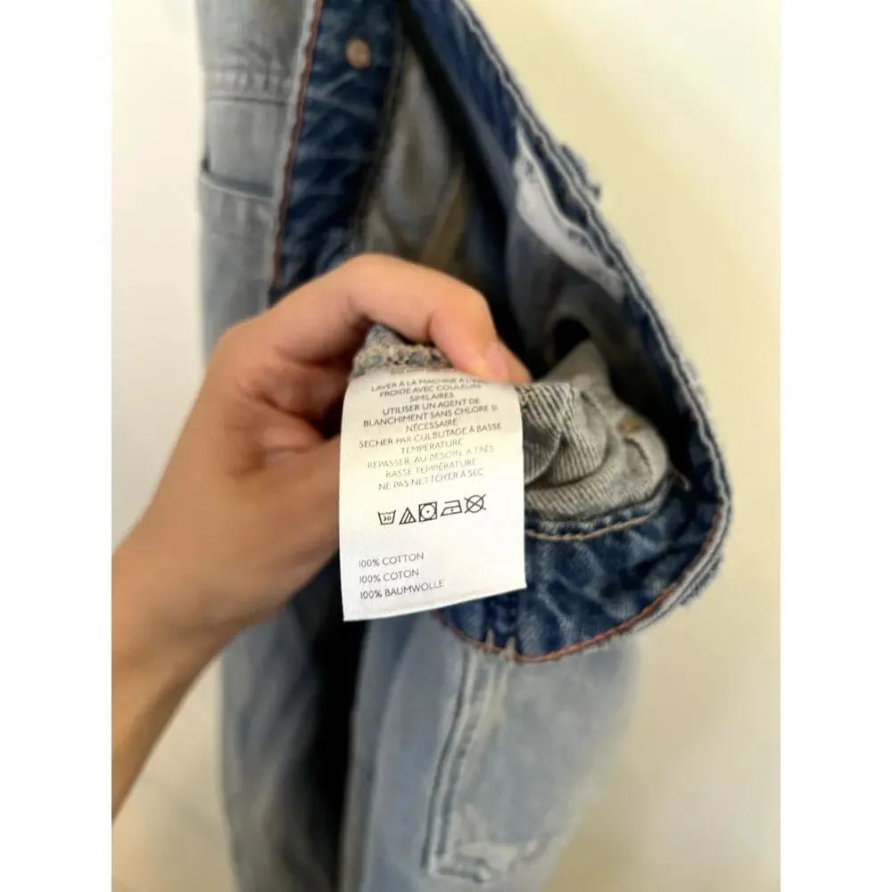 Free People We The Free Wide Leg Utility Jeans Women’s 29 Light Wash Denim